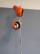 lampadaire 2 spots vintage en métal orange