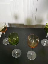4 verres Roemer en cristal coloré