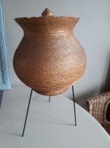 Travailleuse vintage en vannerie