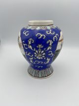 Vase Rond ancien , en Porcelaine de Canton , Bleu