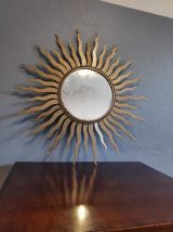miroir soleil en métal doré vintage