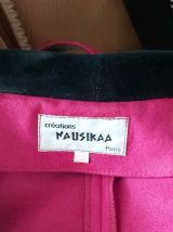 80s robe laine fuschia velours noir S/M