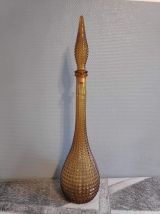 carafe empoli ambrée pointes de diamant avec bouchon flamme