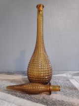 carafe empoli ambrée pointes de diamant avec bouchon flamme