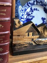 Serre-livres Décor Alpes -vintage 1976