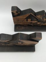 Serre-livres Décor Alpes -vintage 1976