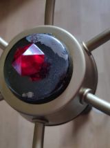 lustre vintage or et rouge avec tulipes opaline