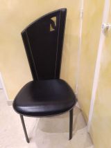 VENDS 4 CHAISES EN CUIR QUIA PARFAIT ETAT NOIR