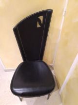 VENDS 4 CHAISES EN CUIR QUIA PARFAIT ETAT NOIR