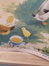 Affiche ancienne pédagogique "La basse-cour"