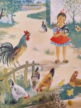 Affiche ancienne pédagogique "La basse-cour"