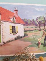 AFFICHE PÉDAGOGIQUE ROSSIGNOL POUCET ET SON AMI L'ÉCUREUIL "