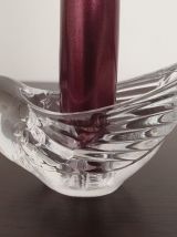 Paire bougeoirs oiseaux en cristal