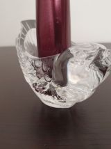 Paire bougeoirs oiseaux en cristal