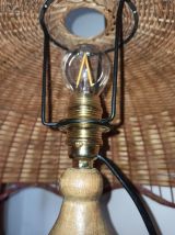 Lampe à poser vintage Osier et bois