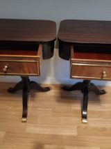 chevets pied guéridon tripode bois et laiton