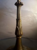 lampe pied laiton et bronze 1920 et opaline rose et blanche3