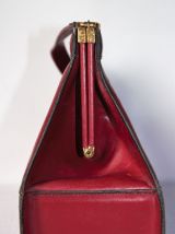 Elégant sac en cuir rouge bordeaux vintage années 50-60. 