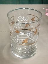 6 verres anciens fleurs et oiseaux 