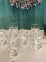 6 verres anciens fleurs et oiseaux 