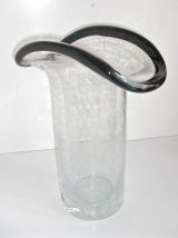 Grand vase en verre bullé soufflé verrerie de Biot années 70