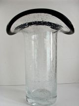 Grand vase en verre bullé soufflé verrerie de Biot années 70