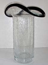 Grand vase en verre bullé soufflé verrerie de Biot années 70