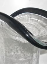 Grand vase en verre bullé soufflé verrerie de Biot années 70