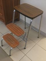 Tabouret marche-pied en formica années 70