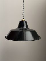 ANCIENNE LAMPE INDUSTRIELLE SUSPENSION EMAILLEE 30 cm