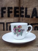10 tasses à café et soucoupes en porcelaine de Chauvigny