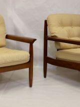Paire de fauteuils scandinave en merisier année 50/60.