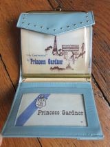 porte-feuille bleu glacier  en cuir, neuf, vintage