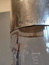 carafe cristal avec jante cylindrique en argent 800 