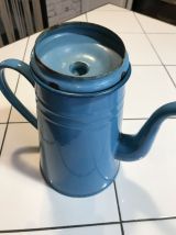 Ancienne cafetière émaillée bleu turquoise
