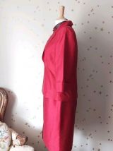90s ensemble tailleur jupe veste rouge L
