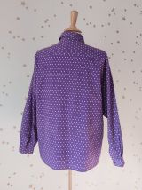 70s chemise oversize pois violet blanc