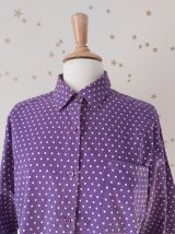 70s chemise oversize pois violet blanc