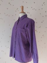 70s chemise oversize pois violet blanc