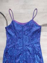Vintage 80s robe bretelle dentelle violet bleu S