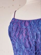Vintage 80s robe bretelle dentelle violet bleu S