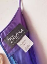 Vintage 80s robe bretelle dentelle violet bleu S