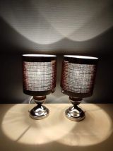 lampes de chevet "space age" marron et chromé