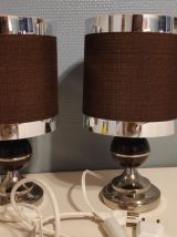 lampes de chevet "space age" marron et chromé