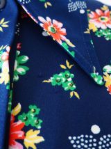 Robe chemise fleurie col pelle à tarte vintage 70's