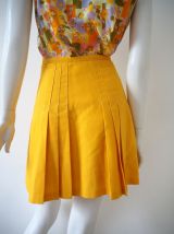 Mini jupe plissée jaune moutarde Mod GoGo vintage 70's