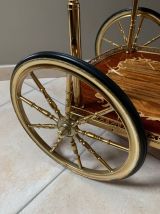 Desserte roulante vintage en marqueterie et laiton 70'S