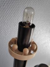 lampe détective en céramique noire et globe opaline blanche