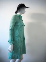 Manteau robe trapèze laine vert d'eau pastel vintage 60's