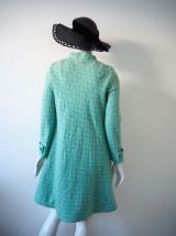 Manteau robe trapèze laine vert d'eau pastel vintage 60's